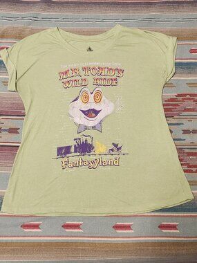Disney Parks authentic Mr. Toad's Wild Ride Fantasyland green shirt- Womens Med
